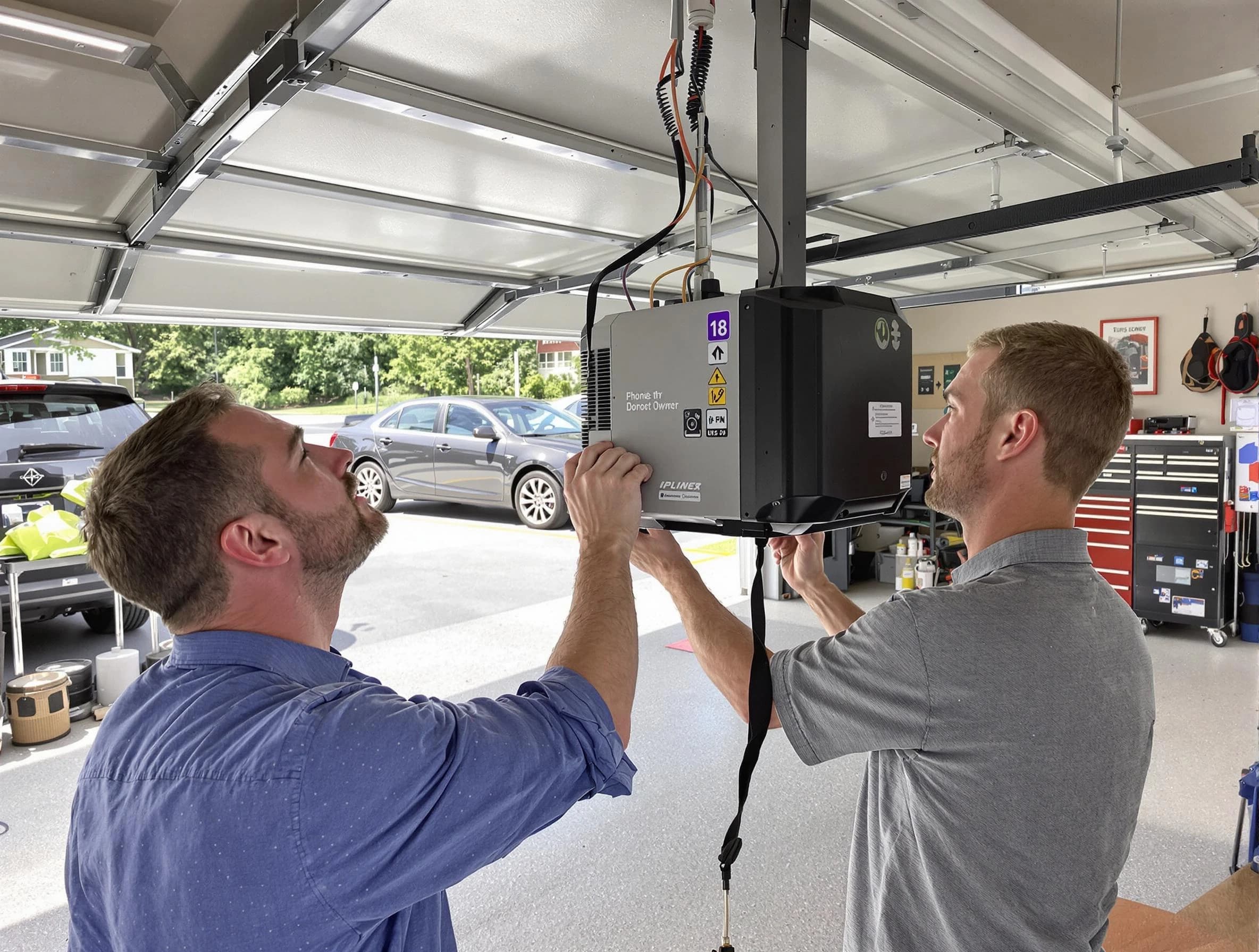Rio Communities Garage Door Repair technician installing garage door opener in Rio Communities