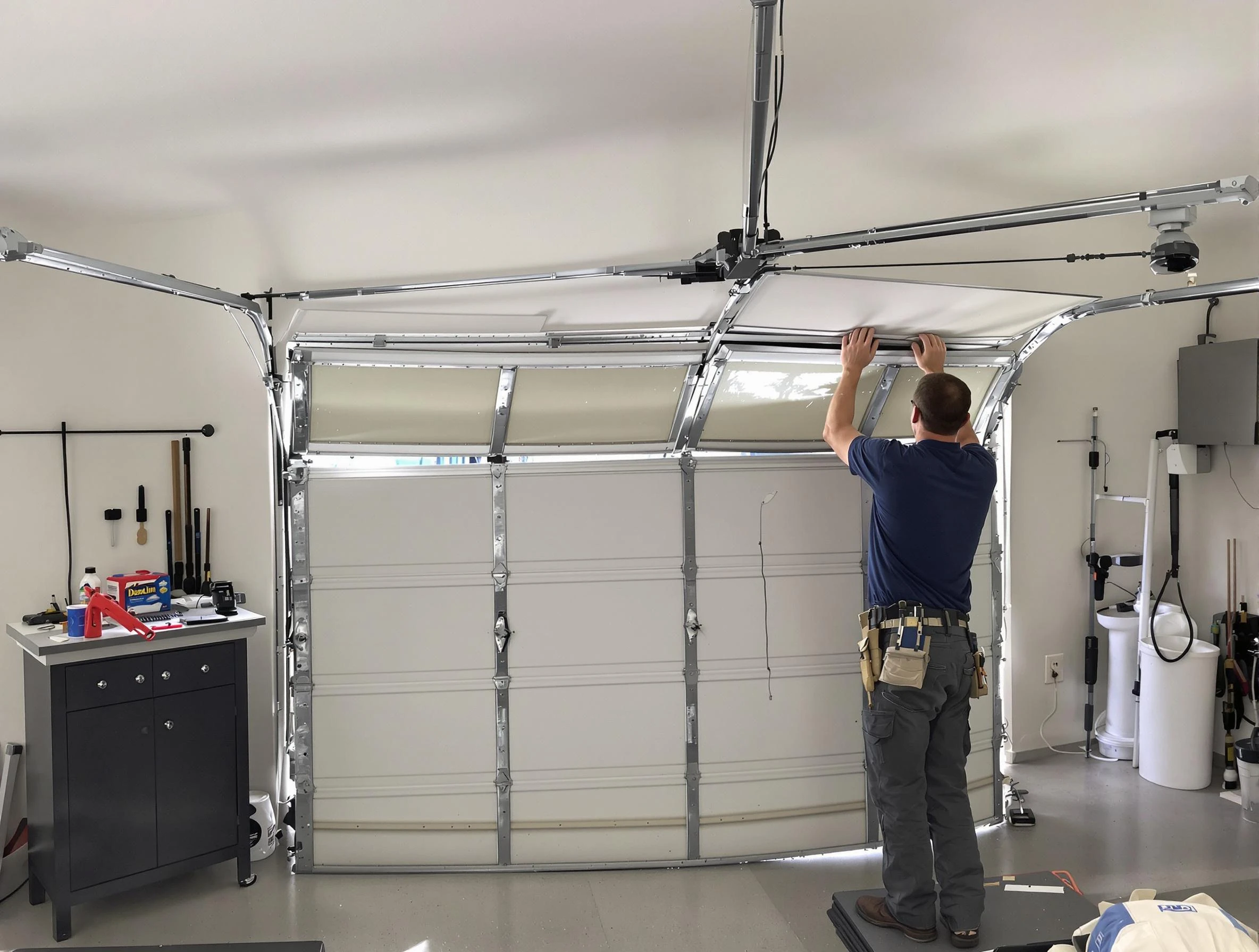 Rio Communities Garage Door Repair specialist performing precise section replacement on Rio Communities garage door